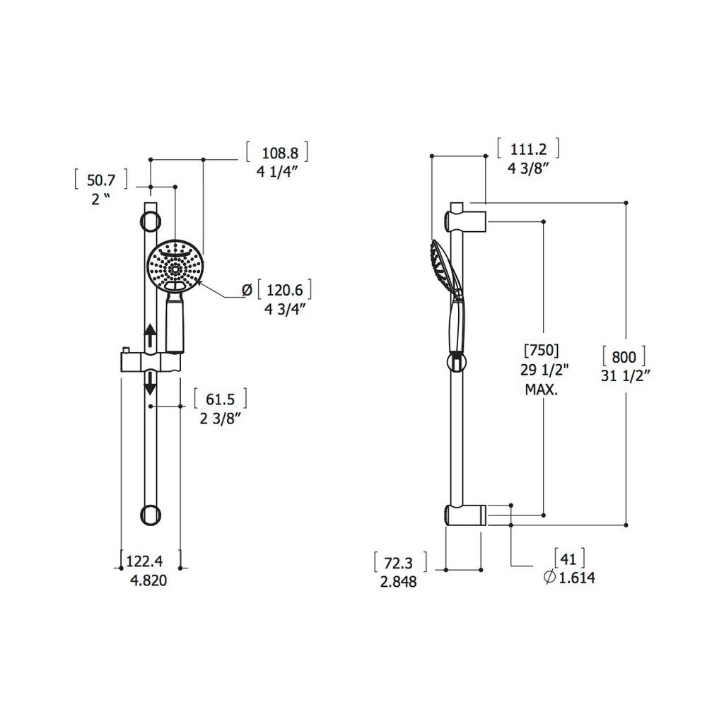 ALT 90740 Round Shower Rail Chrome 2