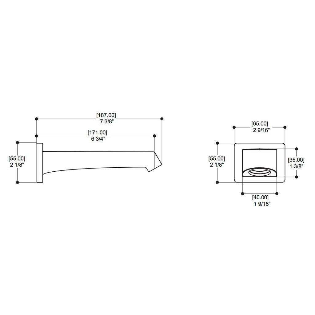 ALT 90881 Misto Square Tub Spout Chrome 2