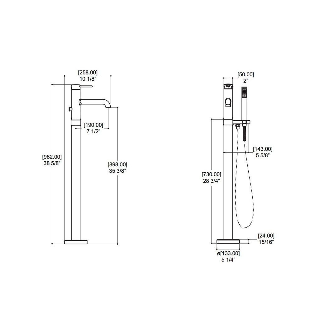 ALT 40787 Circo Floormount Tub Filler Handshower Chrome 2