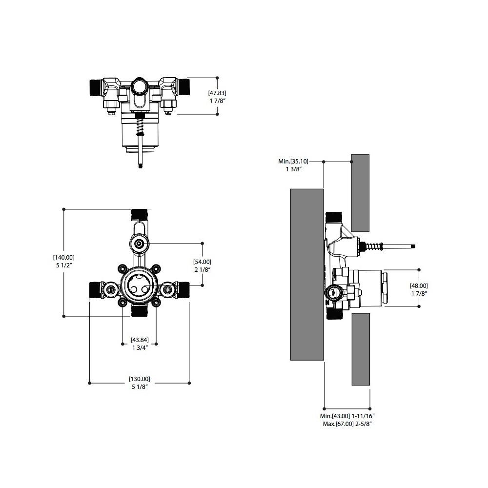 ALT 61164 Pressure Balance Valve With Diverter NPT 2