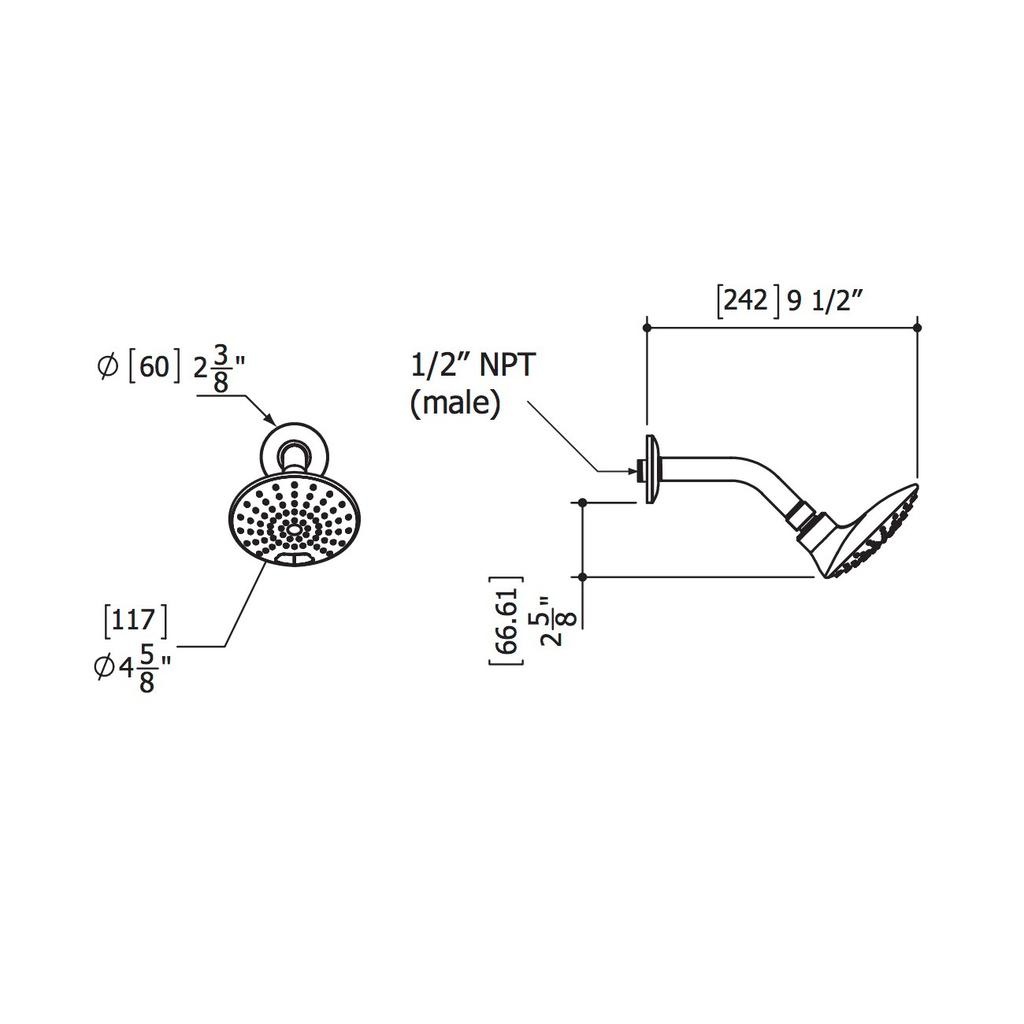 ALT 90711 Round Showerhead With Arm Chrome 2