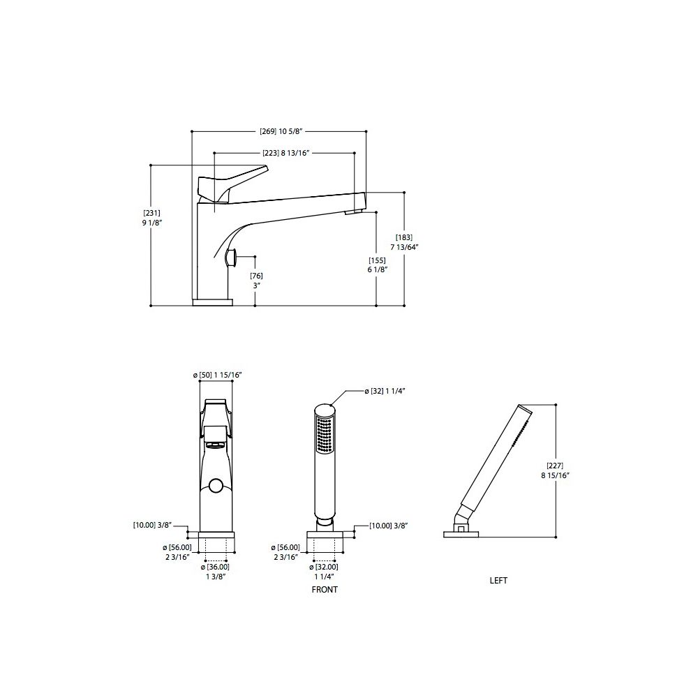 Aquabrass 17074 Metro 2 Piece Deckmount Tub Filler With Handshower Brushed Nickel 2