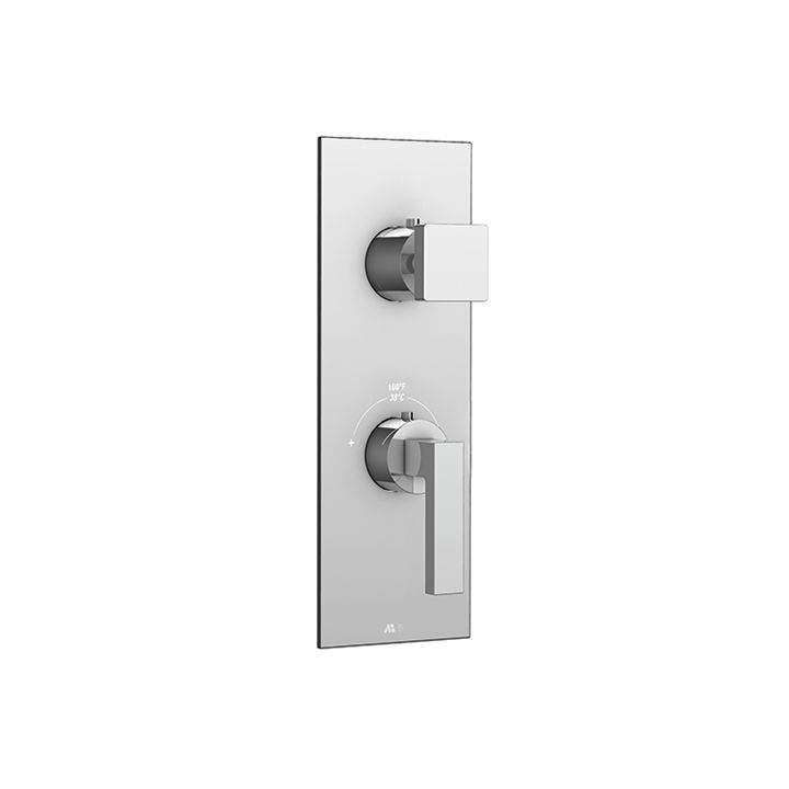Aquabrass S8284 B Jou Square Trim Set For Thermostatic Valve 12123 2 Way Shared Functions Polished Chrome 1