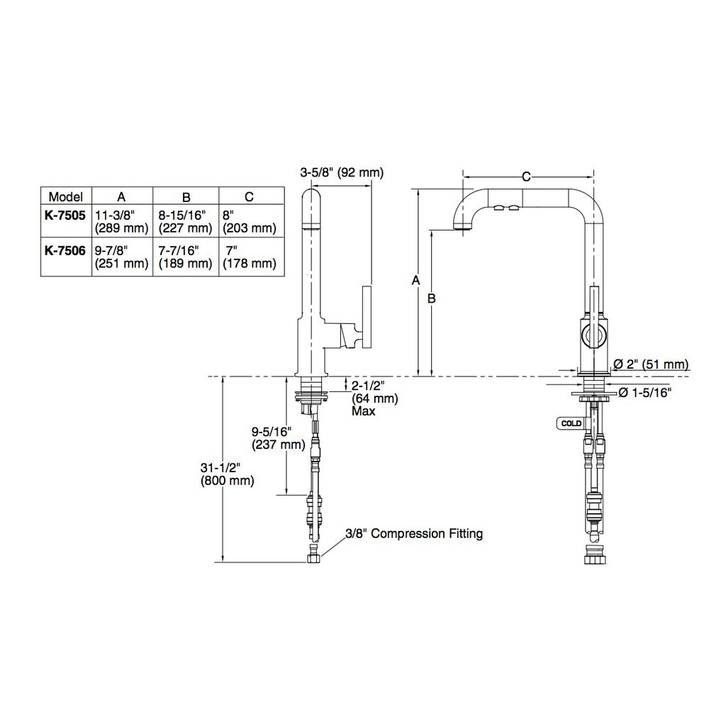 Kohler 7505-BL Purist Primary Pullout Kitchen Faucet 2