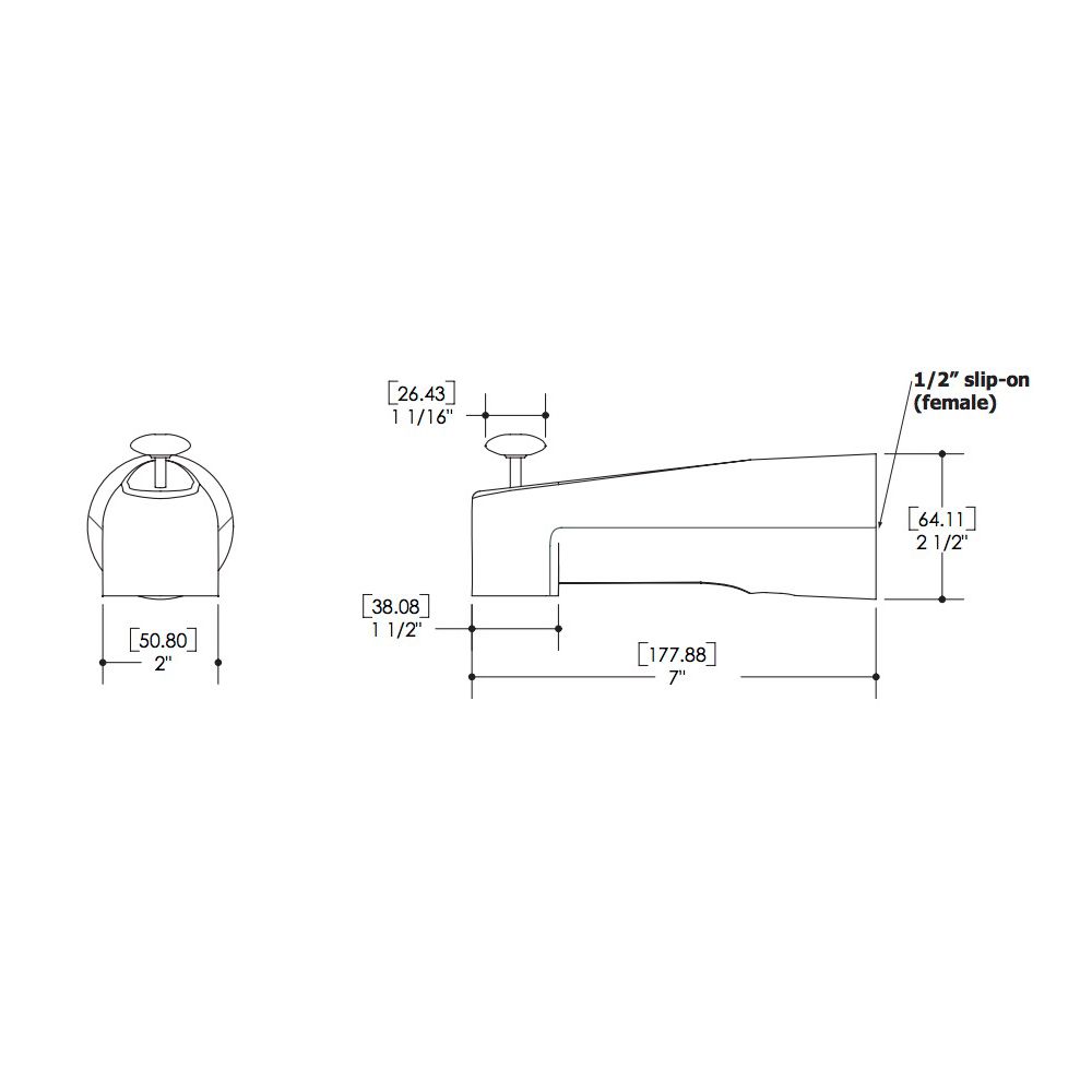 Aquabrass 11812 Tub Spouts 7 Round Tub Spout With Diverter Brushed Nickel 2