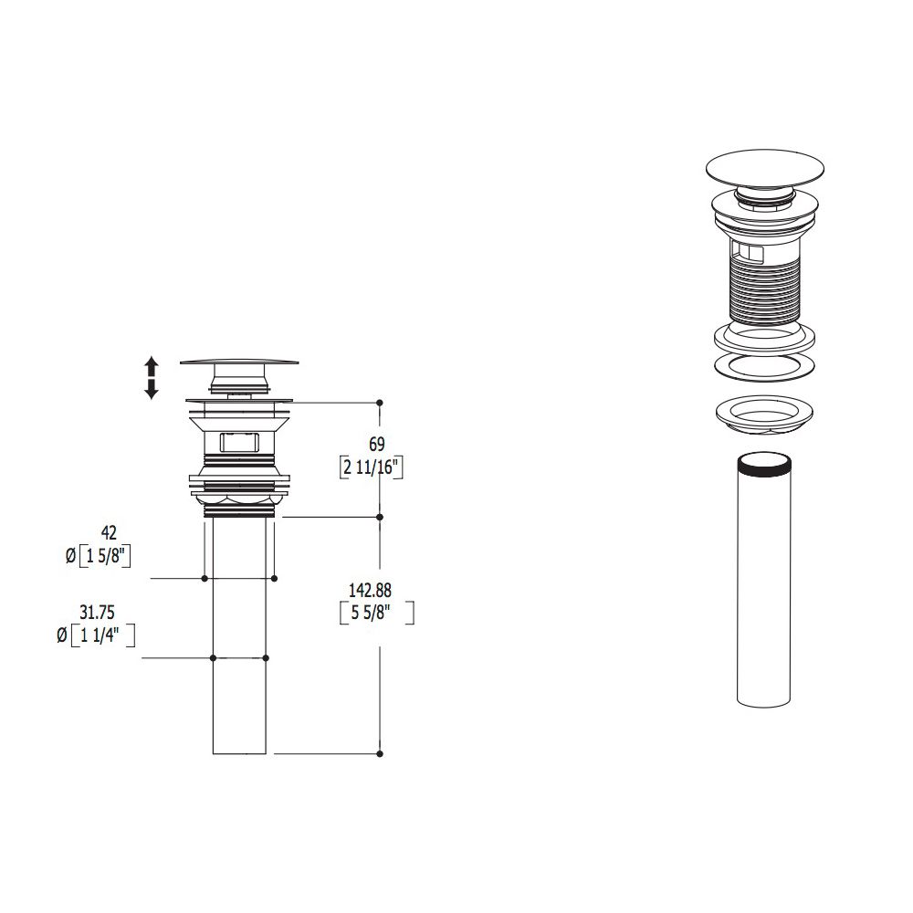 Aquabrass 626 Drains & P Traps 1 1/4 Round Press Pop Up Drain Brushed Nickel 2