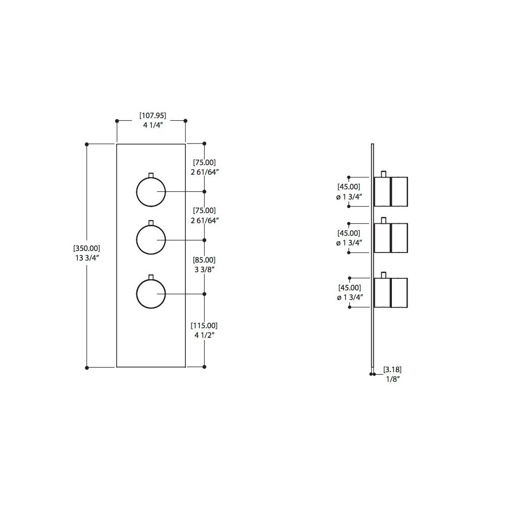 Aquabrass SR3295 Trim Set For 12002 1/2 And 3002 3/4 Thermostatic Valves Polished Chrome 2