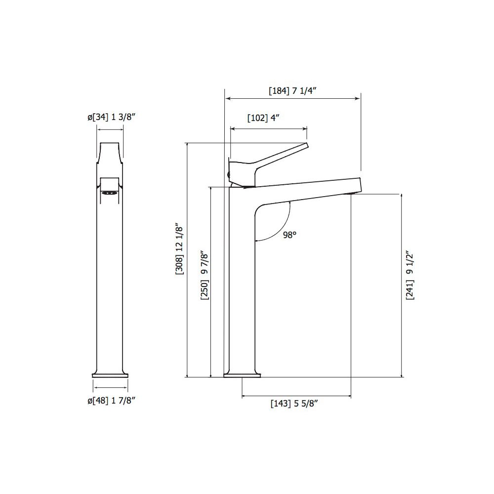 Aquabrass 17020 Metro Tall Single Hole Lavatory Faucet Polished Chrome 2