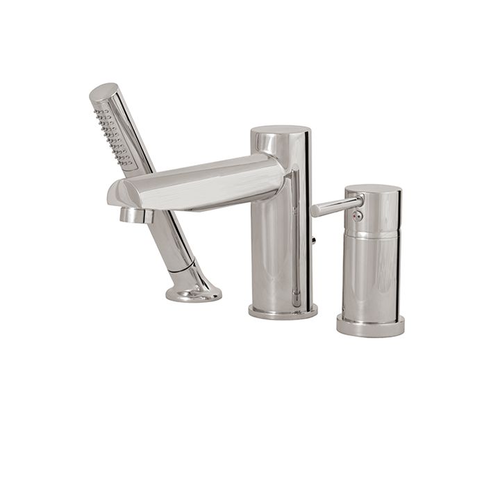 Aquabrass 61013 Volare Straight 3 Piece Deckmount Tub Filler With Handshower Brushed Nickel 1