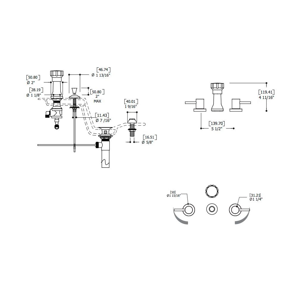 Aquabrass X7526 Xround 4 Hole Bidet Set Polished Chrome 2