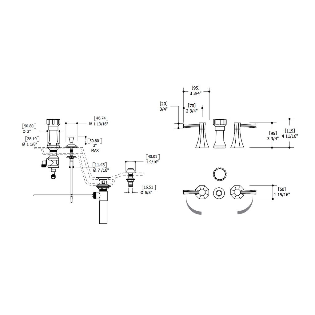 Aquabrass 53026 Otto 4 Hole Lavatory Bidet Set Brushed Nickel 2