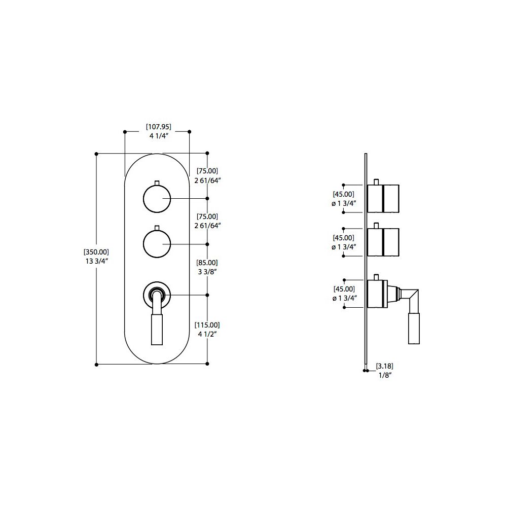 Aquabrass R3275 Geo Round Trim Set For Thermostatic Valves 12002 And 3002 Polished Chrome 2