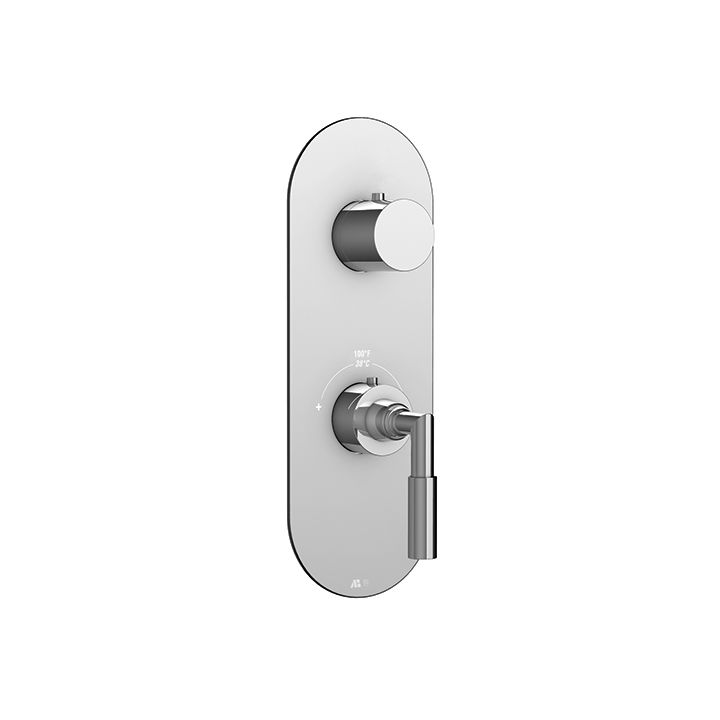 Aquabrass R8375 Geo Round Trim Set For Thermostatic Valve 12123 3 Way Shared Functions Brushed Nickel 1