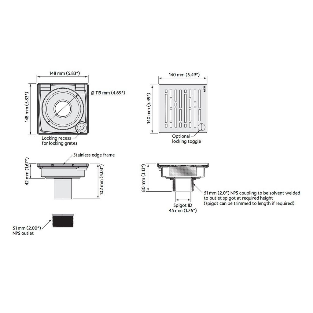 ACO 37271 Showerpoint Drain Mix Grate Non-Locking 2