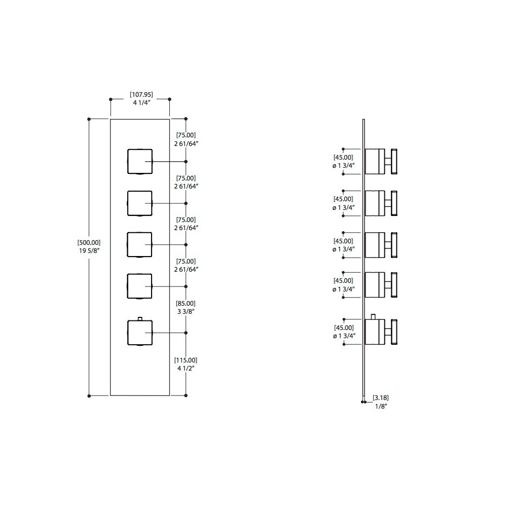 Aquabrass S3495 Square Trim Set For 3/4 Thermostatic Valve 3004 Brushed Nickel 2