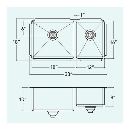 Prochef IH75-UR-331810 Proinox H75 Collection Undermount Sink With Double Bowl 2