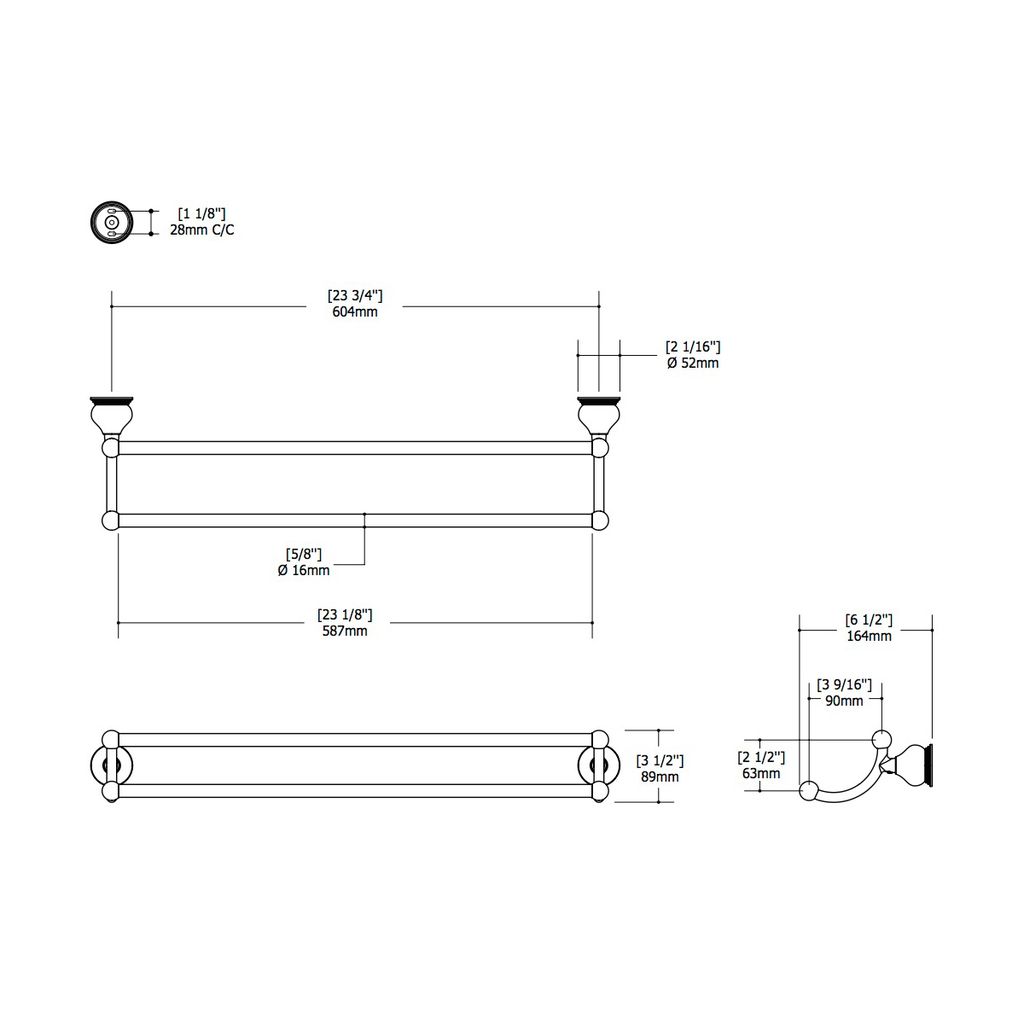 Aquabrass 4104 Serie 4100 Wallmount Double Towel Bar Brushed Nickel 2