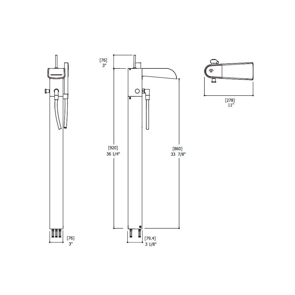 Aquabrass 32085 Loveme Floormount Tub Filler With Handshower Polished Chrome 2