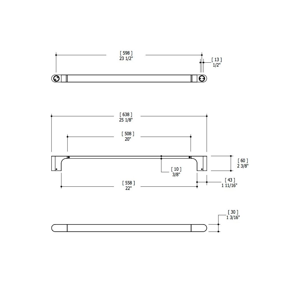 Aquabrass 6103 Serie 6100 24 Wallmount Single Towel Bar Polished Chrome 2