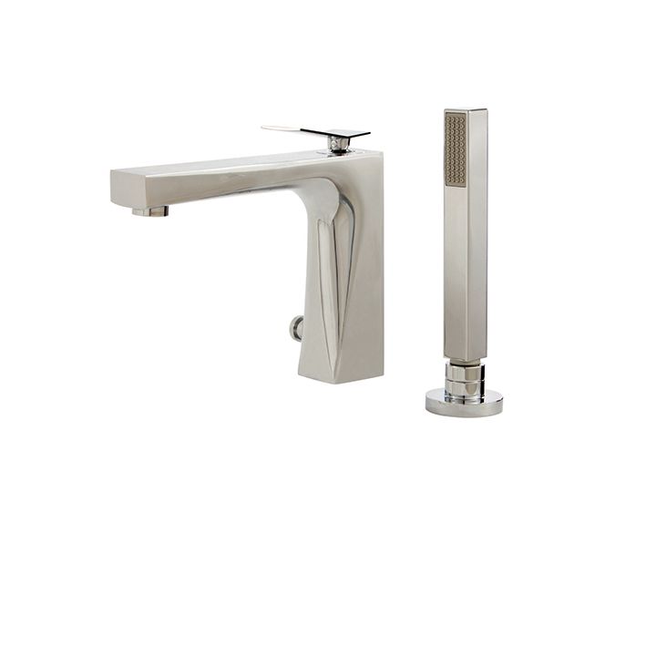 Aquabrass 19074 Chicane 2 Piece Deckmount Tub Filler With Handshower Brushed Nickel 1