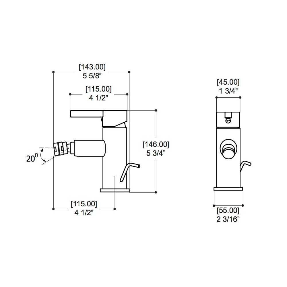 Aquabrass 68024 Blade Single Hole Bidet With Swivel Spray Polished Chrome 2