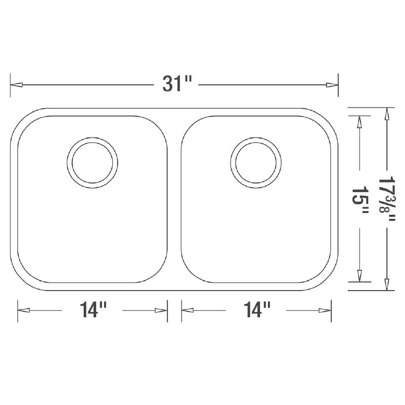 Blanco 400008 Essential U 2 Double Undermount Kitchen Sink 3