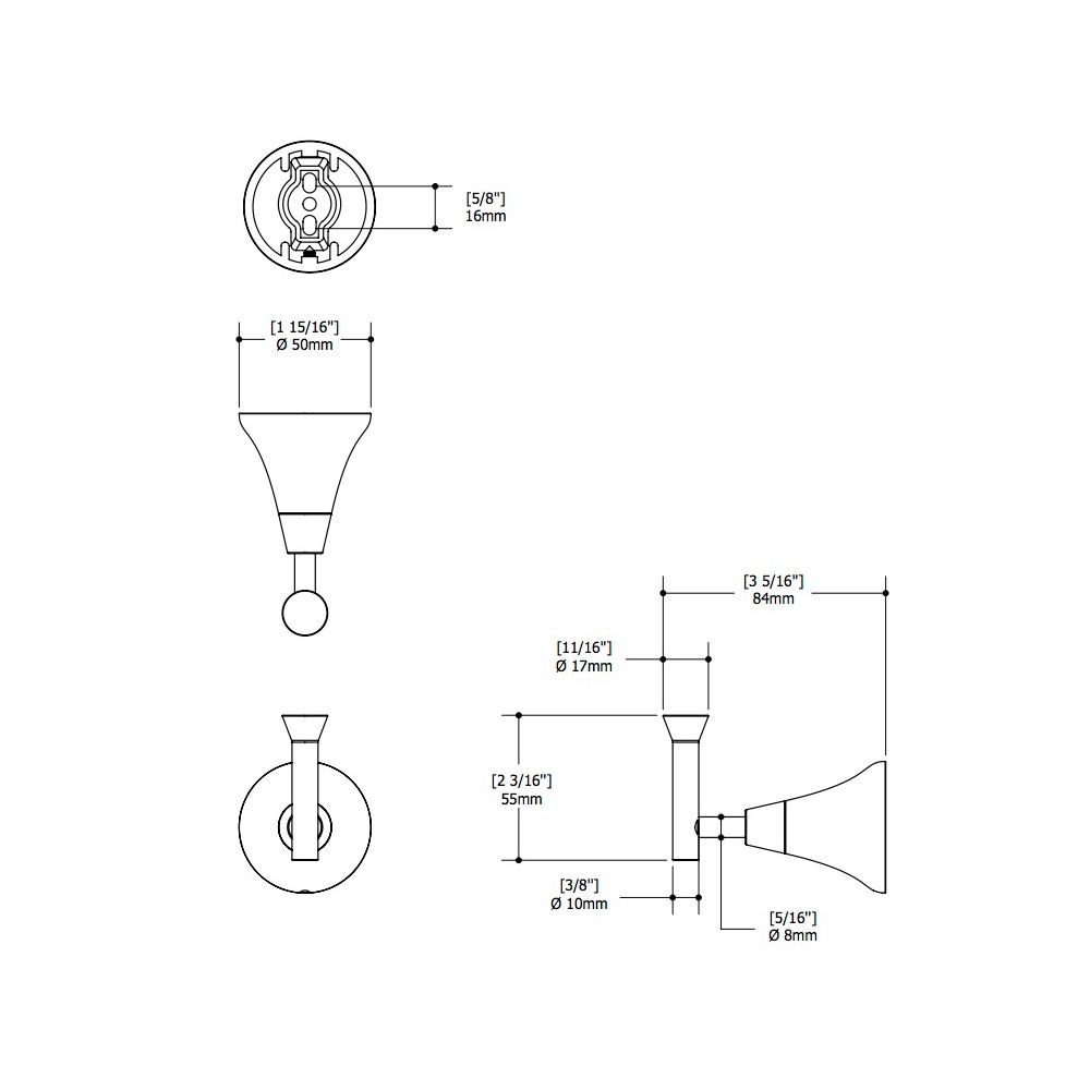 Aquabrass 1508 Serie 1500 Wallmount Hook Polished Chrome 2