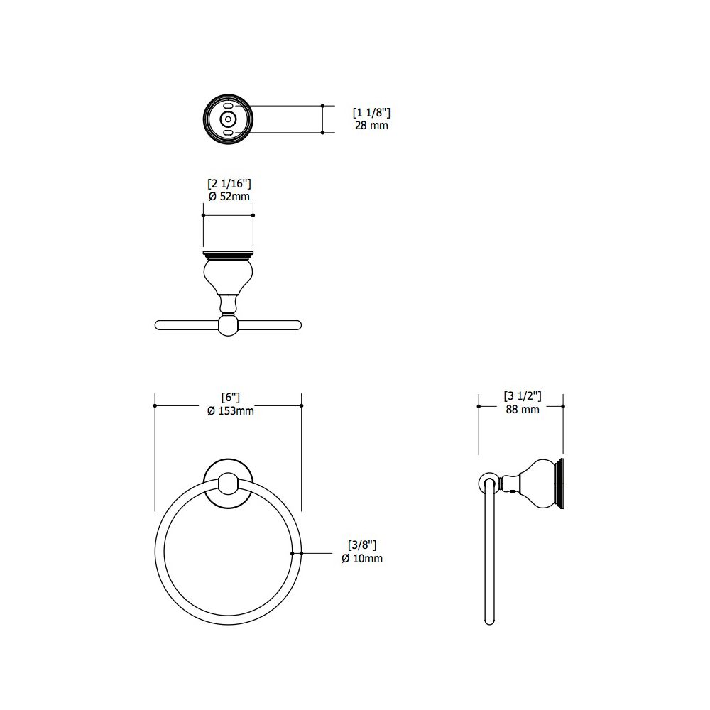 Aquabrass 4107 Serie 4100 7 Wallmount Towel Ring Brushed Nickel 2