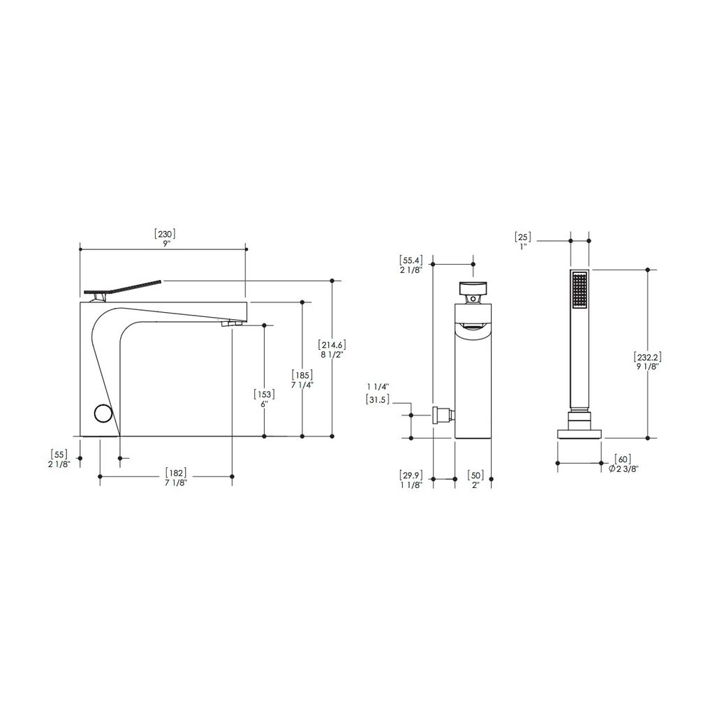 Aquabrass 19074 Chicane 2 Piece Deckmount Tub Filler With Handshower Brushed Nickel 2