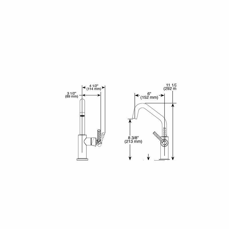 Brizo 61063LF Litze Angled Spout Knurled Handle Bar Faucet Luxe Gold 2