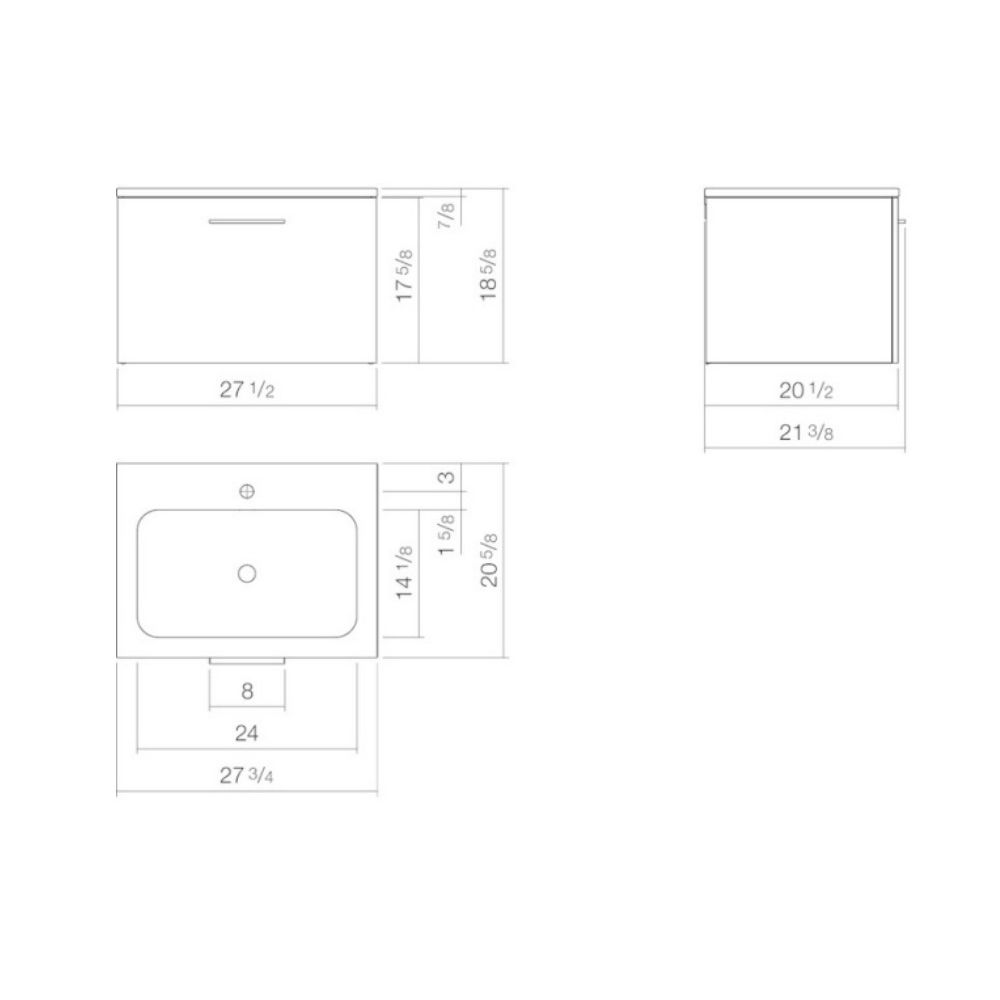 Alape 5147620621 Unit.SR2 Rectangular Washplace Laminate Walnut 2