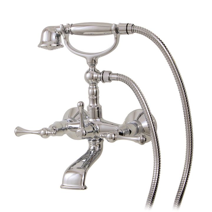 Aquabrass 7304 Regency Wallmount Cradle Tub Filler With Handshower Polished Chrome