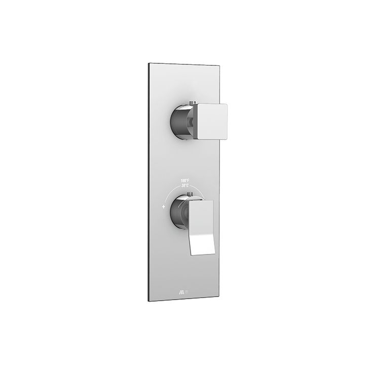 Aquabrass S8376 Chicane Square Trim Set For Thermostatic Valve 12123 3 Way Shared Functions Brushed Nickel