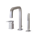 Aquabrass X7613 Xsquare 3 Piece Deckmount Tub Filler With Handshower Polished Chrome