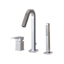 Aquabrass X7713 Xsquare 3 Piece Deckmount Tub Filler With Handshower Polished Chrome