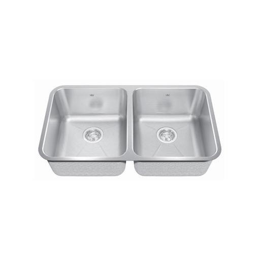 Kindred KSD1UA-9D Double Bowl Undermount Sink 18 Gauge Crease Bowl Bottoms